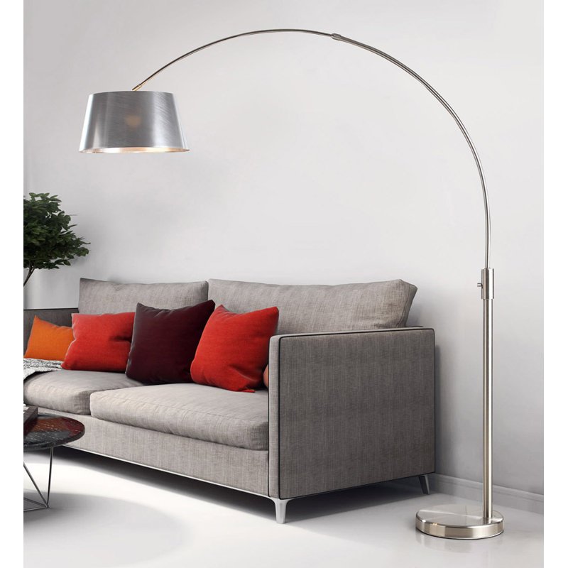Aldusa 82'' Arched Floor Lamp, Brushed Silver, Brushed Nickel