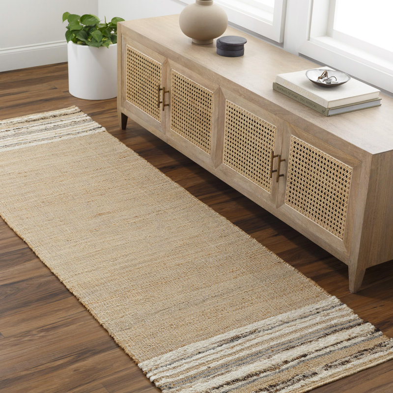 Striped Indoor Rug, Runner 2'6" x 8', Camel
