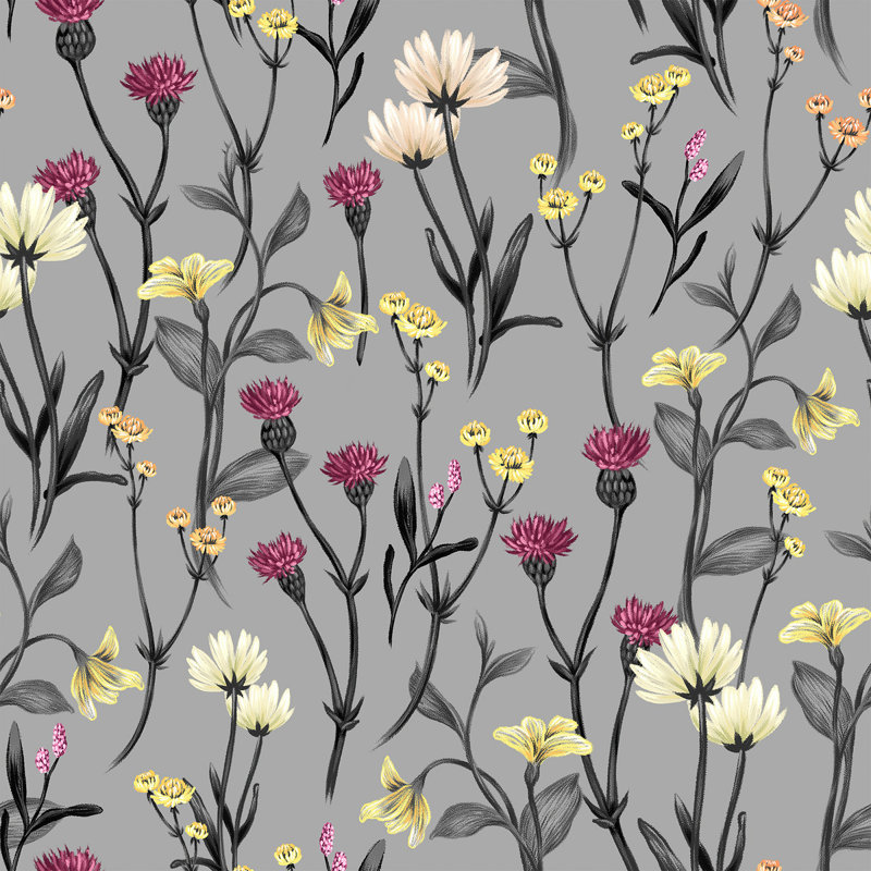 Floral Tile, 2.08' W x 10.42' L