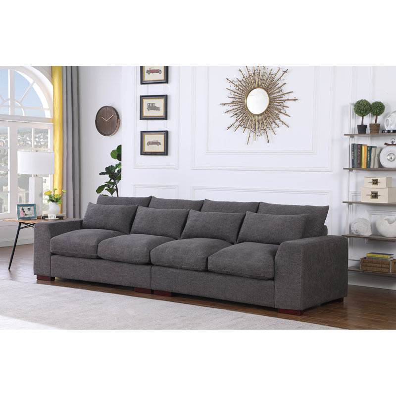 Canapé modulaire en mélange de lin 123,24 po Ashlay, Mélange de lin gris foncé