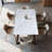 71 inch Marble Dining Table, Modern Dinner Table with Solid Wood Base for Living Room