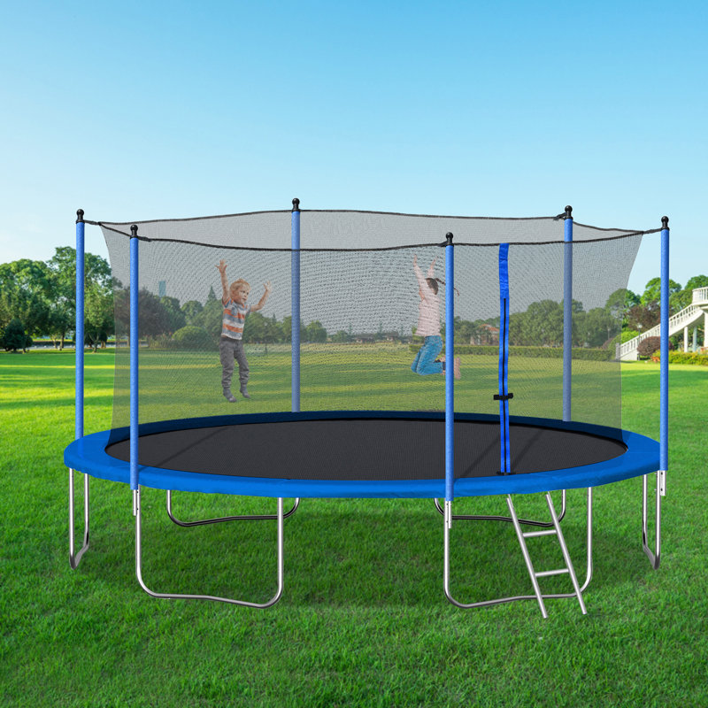 14FT  Trampoline With Safety Enclosure Net,Heavy Duty Jumping Mat And Spring Cover Padding For Kids And Adults,  Ladder