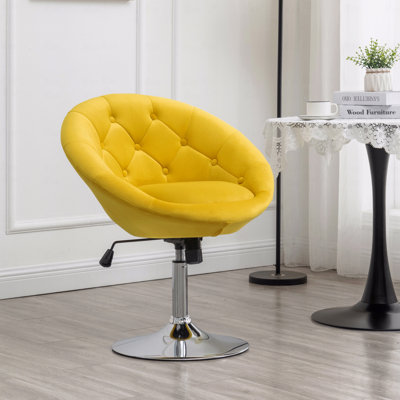 Velvet Upholstered Tufted Back Swivel Accent Basic Accent Chair