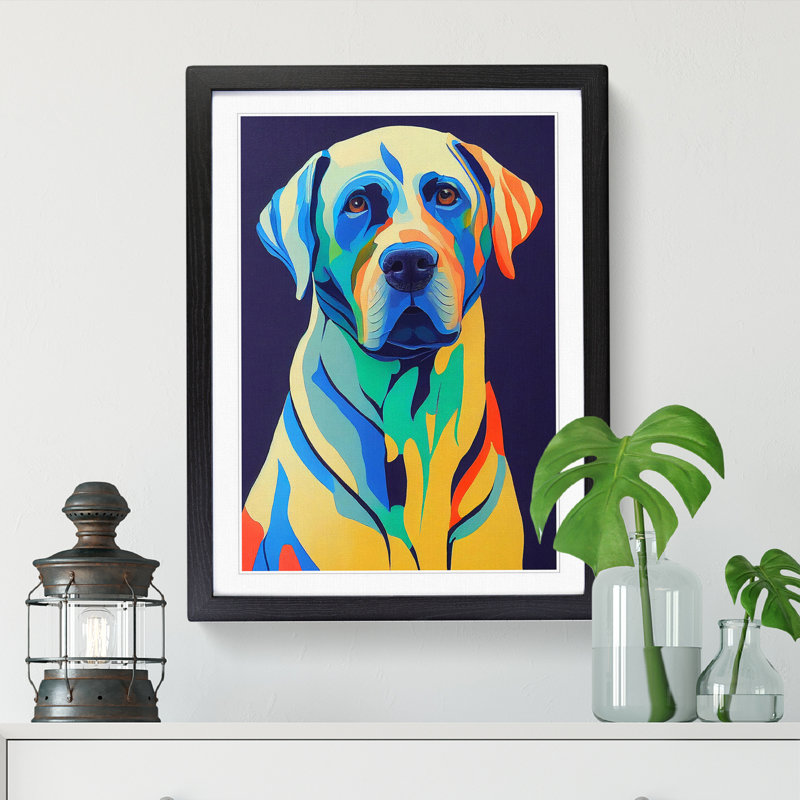 Heyburn Labrador Retriever Abstract Vol.2 - Single Picture Frame Print, Black, 64cm H x 46cm W x 2cm D