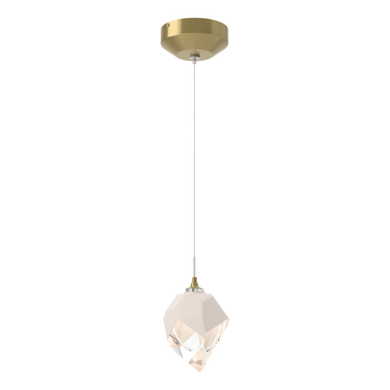 Luminaire suspendu géométrique à 1 lumière Chrysalis, Blanc, Laiton moderne