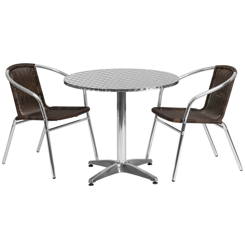 Ensemble bistro 3 pièces Haverhill, H 27,25 po x l 31,5 po x P 31,5 po, Brun
