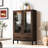 60" High Display Cabinet with 2 Storage Drawers Pantry with Glass Door and LED Lighting-261541702