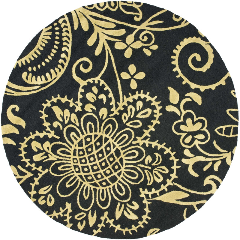 Soho Hand Tufted Wool And Viscose Floral Rug, Round 6'