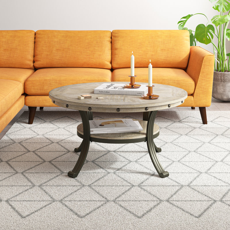Roni Archstone Coffee Table, Gray Top/Pewter Base