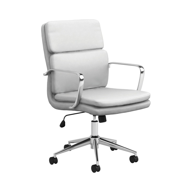 Chaise de bureau en similicuir Rusank, 21", Blanc