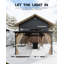 Pavillon de jardin 12 pi x 16 pi avec toit en polycarbonate double toutes saisons, structure en aluminium, rideaux d'intimité et moustiquaire