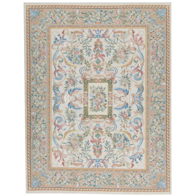 Hand-Knotted High-Quality Ivory and Beige Area Rug