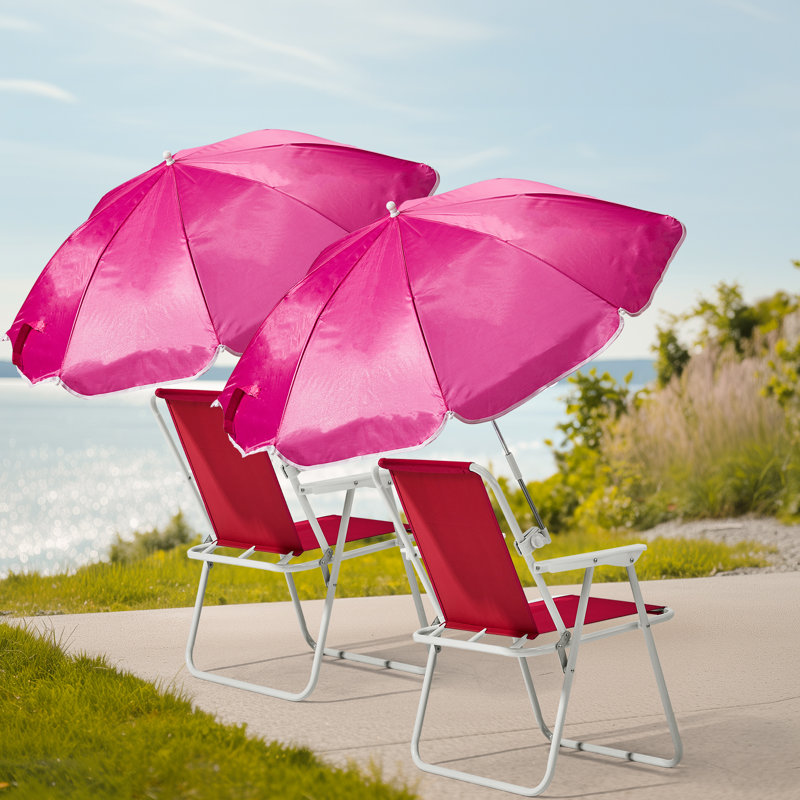 Metal Folding Beach Chair(Set Of 1), Pink
