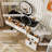 Modern Vanity Table With Tempered Glass Top, Adjustable Height Legs, And Round Mirror