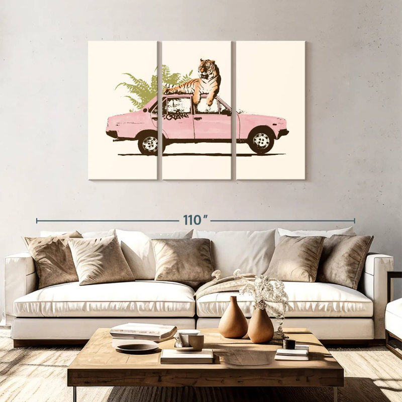 Mehar Tiger On Car, 48" H x 74" W