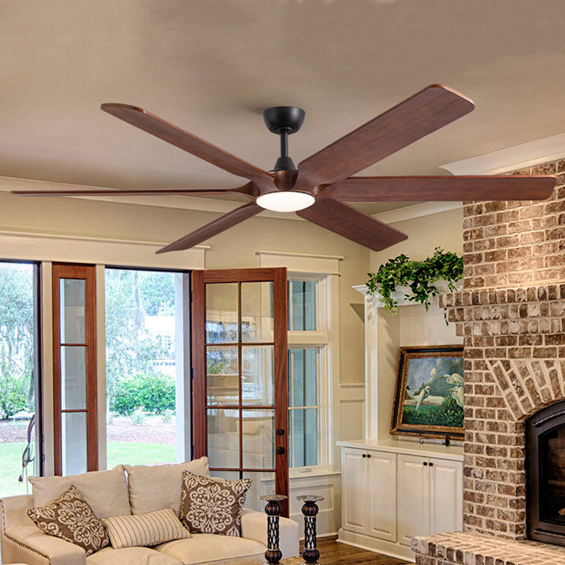 Ventilateur de plafond en bois massif de 72 pouces avec lumière et télécommande