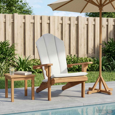 Garden Adirondack Chair Natural Solid Teak Wood Outdoor Wooden Chair