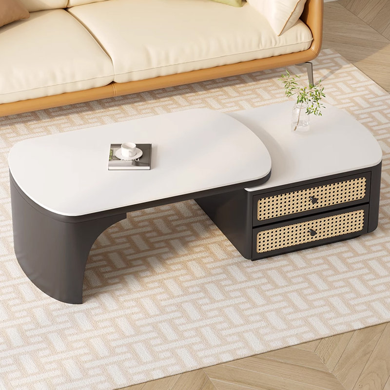 Table basse luxueuse plaquée de granit de luxe, Noir