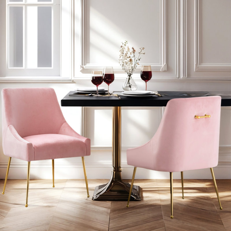 Chaise d'appoint en velours 21,25 po Khivi, Rose