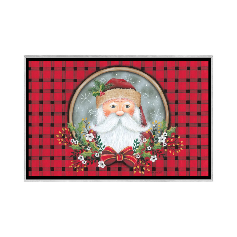 «Primitive Santa Portrait», reproduction d'art sur toile encadrée, H 32 po x l 48 po, Argent argent