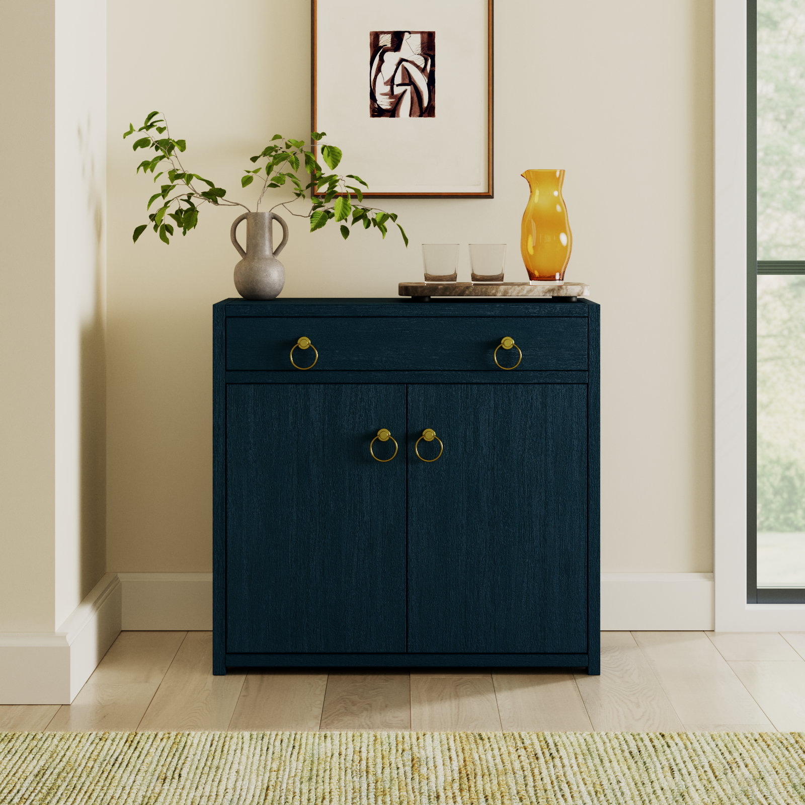 Elin 2-Door Storage Cabinet, Navy Blue