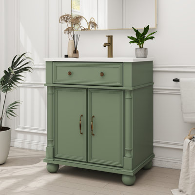 28" Farmhouse Bathroom Vanity With Ceramic Sink