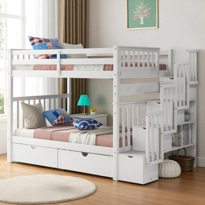 Full Over Full Bunk Bed With Storage Staircase