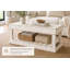 Table basse en bois de récupération massif moderne 40 po avec tablette à lattes (blanc)-1212337525