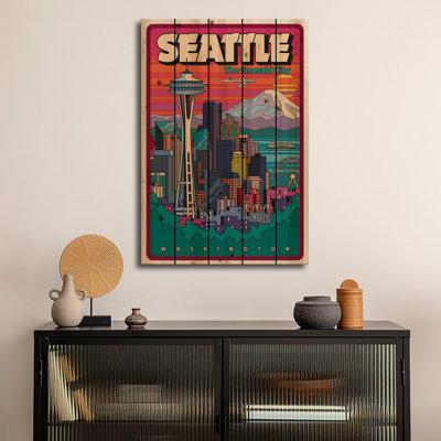 Wood Wall Art Print - Seattle Pop Art by Jim Zahniser
