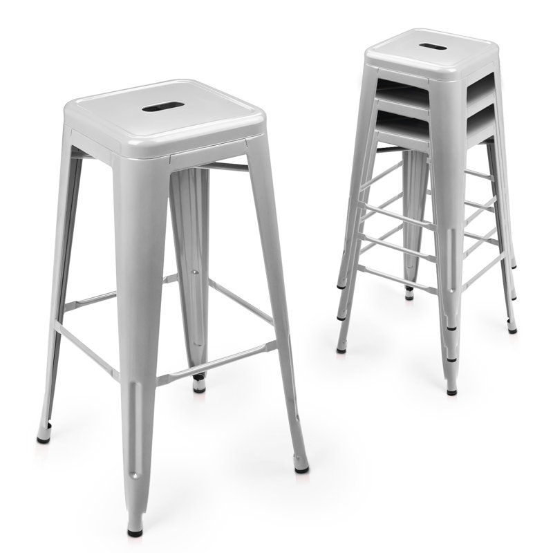 Kery metal bar stools, Gris, Tabouret de comptoir (siège d'une hauteur de 24,5
