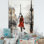 «Lady in Red Vintage Paris Watercolor», reproduction sur toile