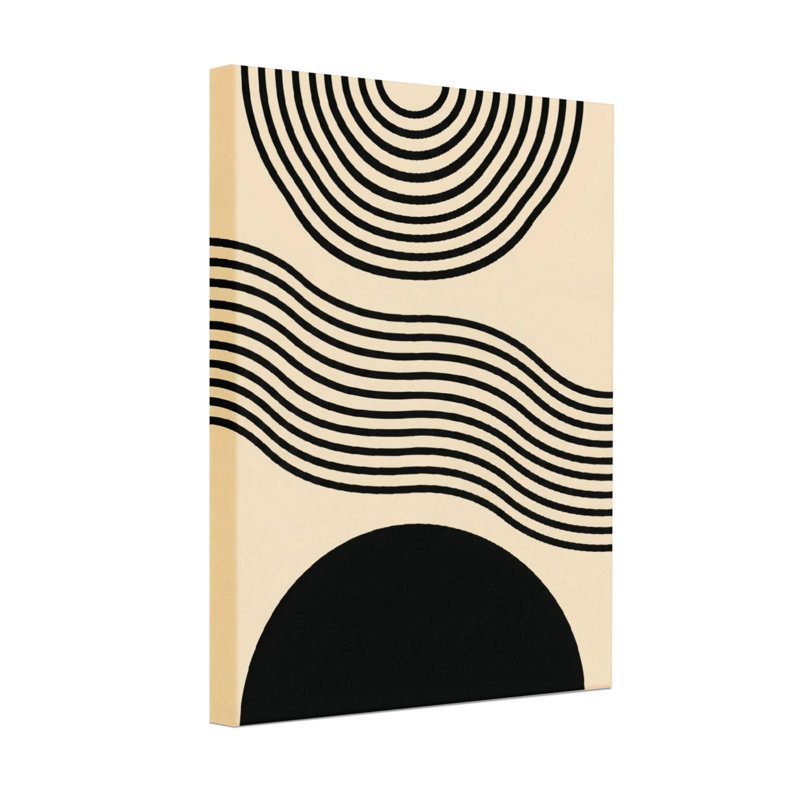 Abstrait abstrait motif géométrique noir et crème, H 12 po x l 18 po