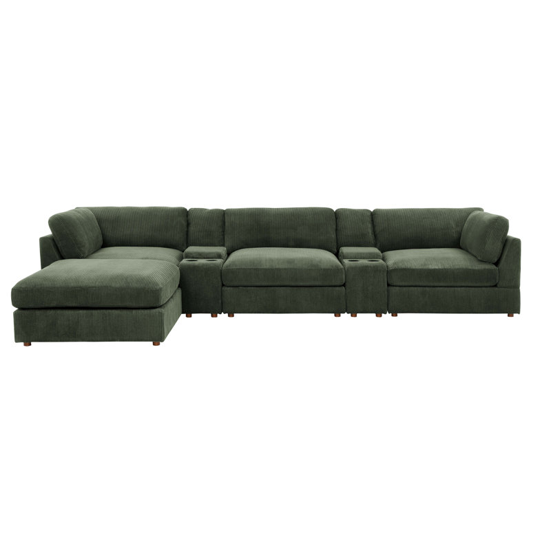 Aysgarth Modular Corduroy Sectional, Dark Green
