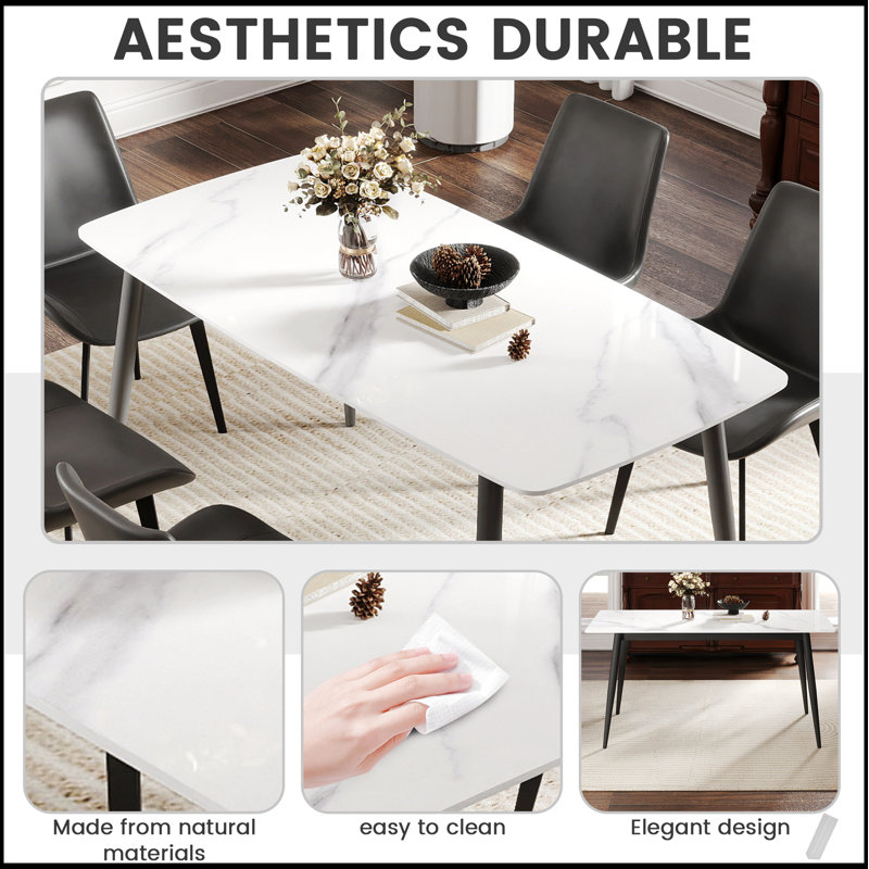 Table de salle à manger 62,99 pouces, Blanc