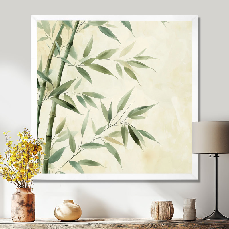 Serene Bamboo Grove II - Toile tendue sur châssis - Galerie botanique, H 36 po x l 36 po, Cadre photo blanc