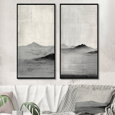Gris noir, désert du Sahara - art minimaliste sur toile, art mural gris minimaliste 2 pièces