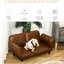 Lit pour chien pliable en cuir PU brun pour canines moyennes et grandes, avec une chaise longue confortable et pratique pour animaux de compagnie, cuir, brun, aire de repos relaxante