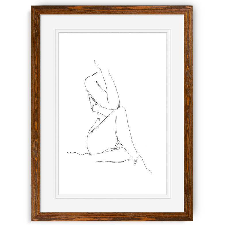 «Nude Contour S Croquis I» par Paul Cezanne - Reproduction d'art sur toile encadrée, H 30 po x l 22 po x P 1,25 po, Blanc