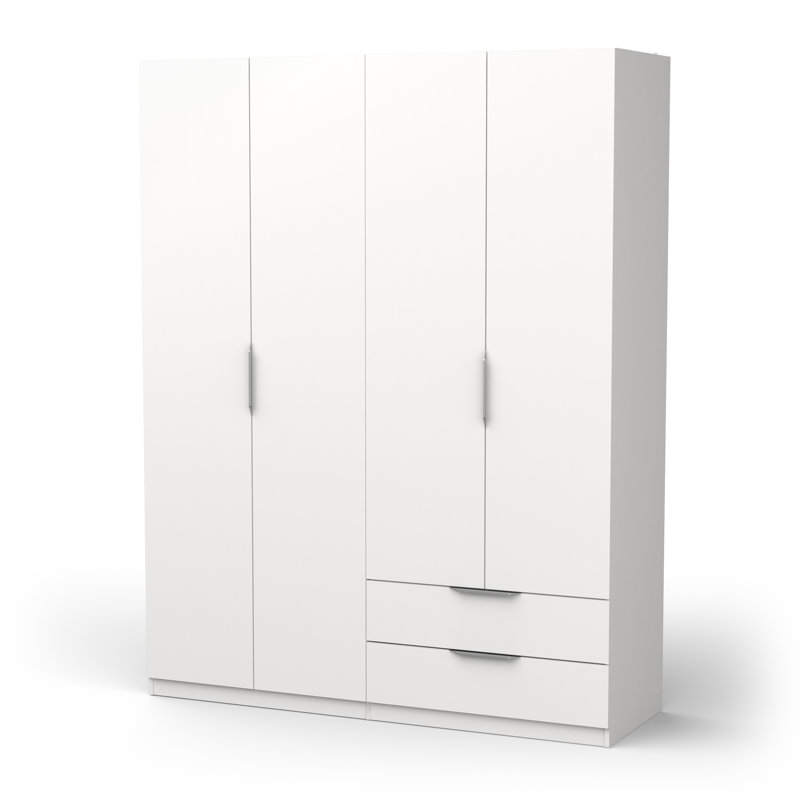 Nikiah 4 Door Manufactured Wood Wardrobe, White