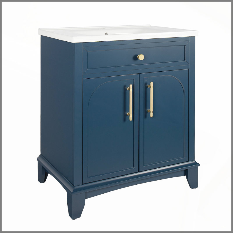 Meuble de salle de bain bleu durable Only Cabinet, offrant un grand espace de rangement, imperméable et facile à assembler.