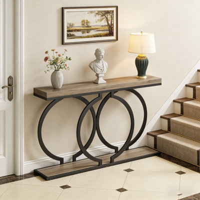 Console Table with Geometric Metal Frame