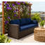 Canapé en rotin, canapé d'extérieur à assise profonde avec coussins amovibles, mobilier d'extérieur pour balcon, terrasse, jardin et bord de piscine
