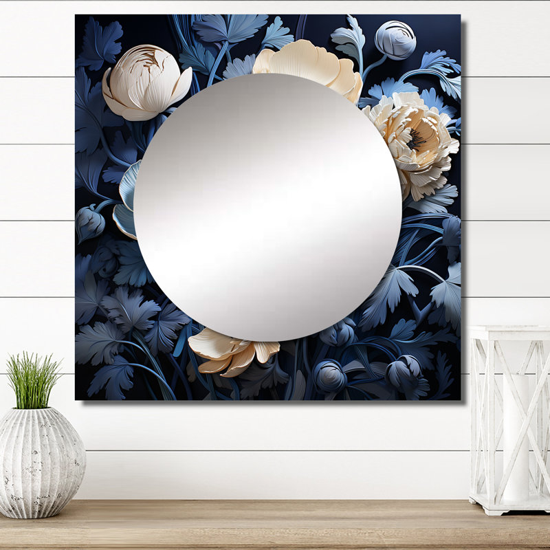 Wernhard - Miroir carré Ranunculus, décoration murale pour chambre à coucher, 36 po x 36 po