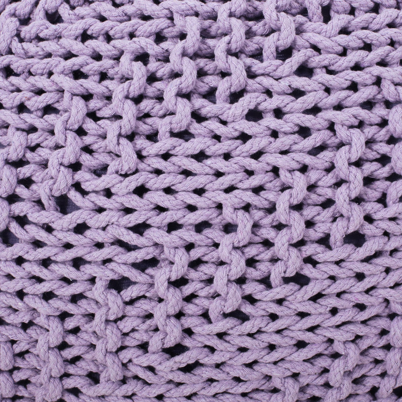 Pouf tricoté en coton lavande - ou coussin de sol capacité de poids de 200 lb