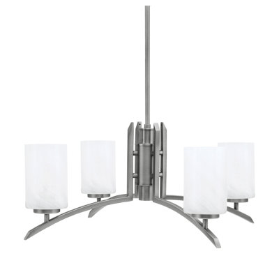 Lustre lumineux en verre marbré blanc 4 po