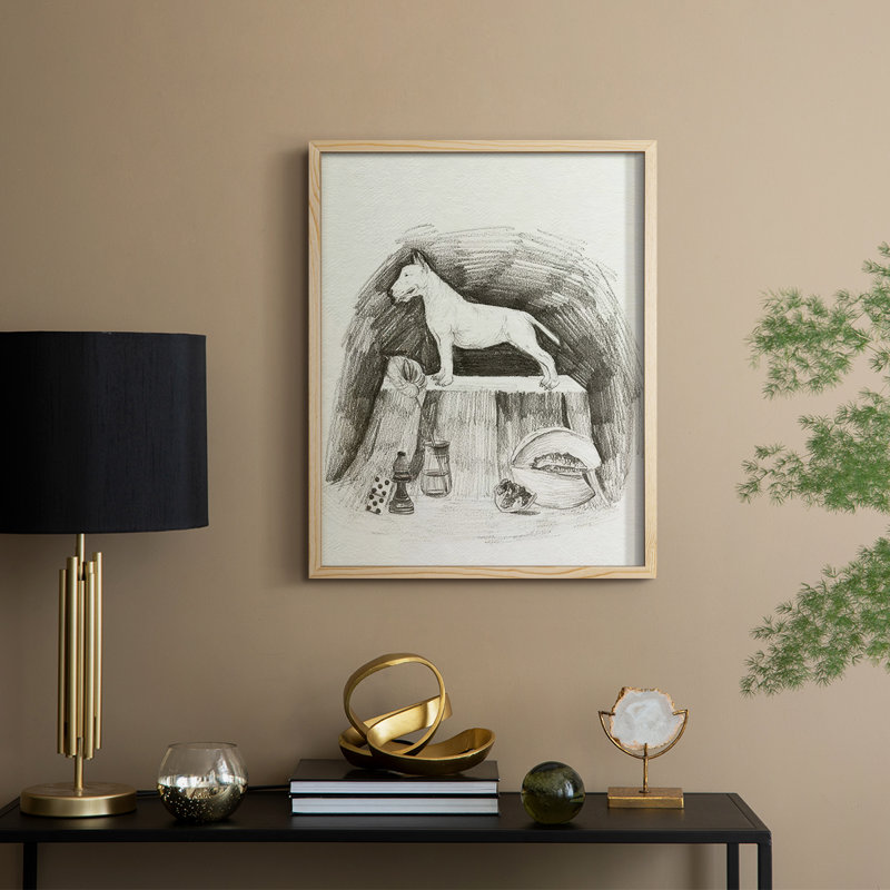 A Gentleman II Framed Print - Solid Wood, Natural, 11" H x 9" W
