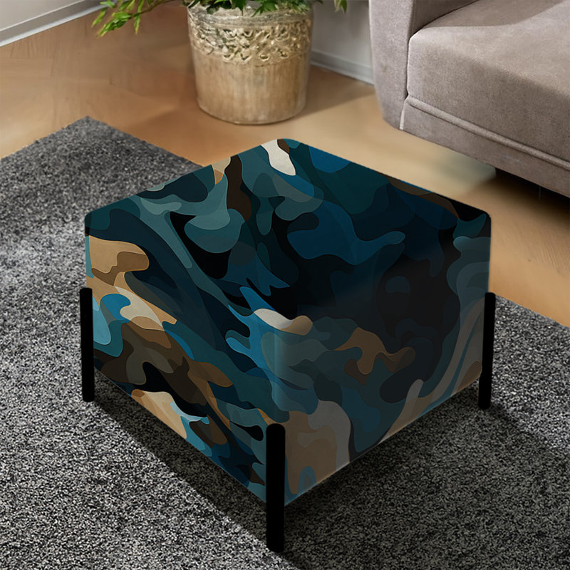 Repose-pieds carré noir et bleu Futuristic Stealth