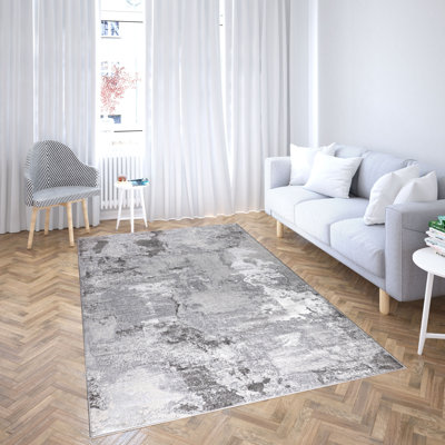 Carl Collection Grey Modern Abstract Area Rug