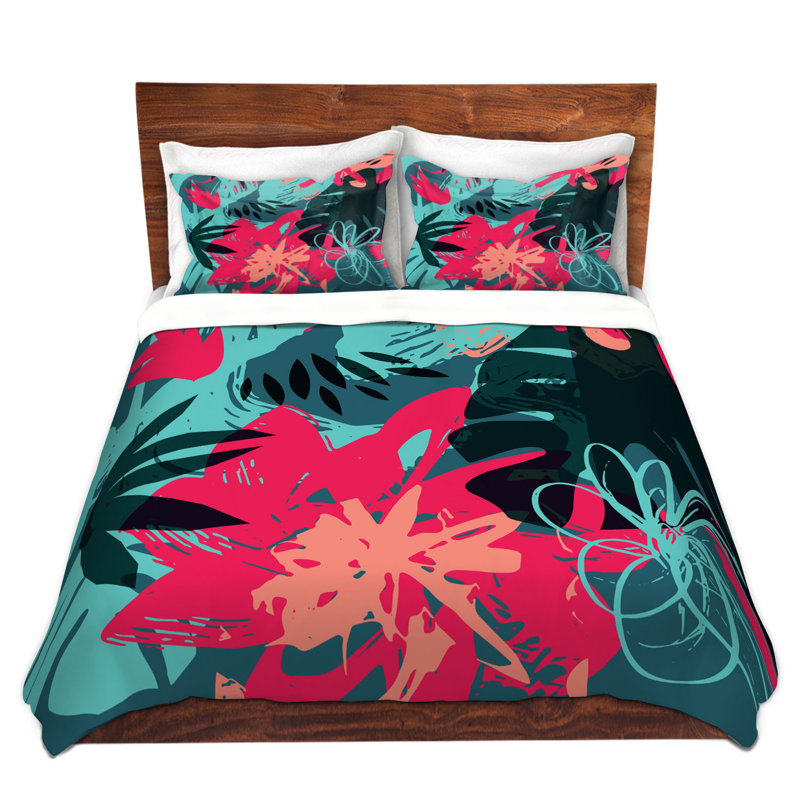 Ensemble de housse de couette en microfibre DiaNoche par Kim Hubball - Graffiti Flowers 4