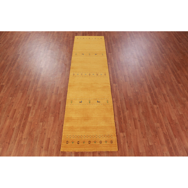 Tapis jaune tribal Gabbeh 3 x 10